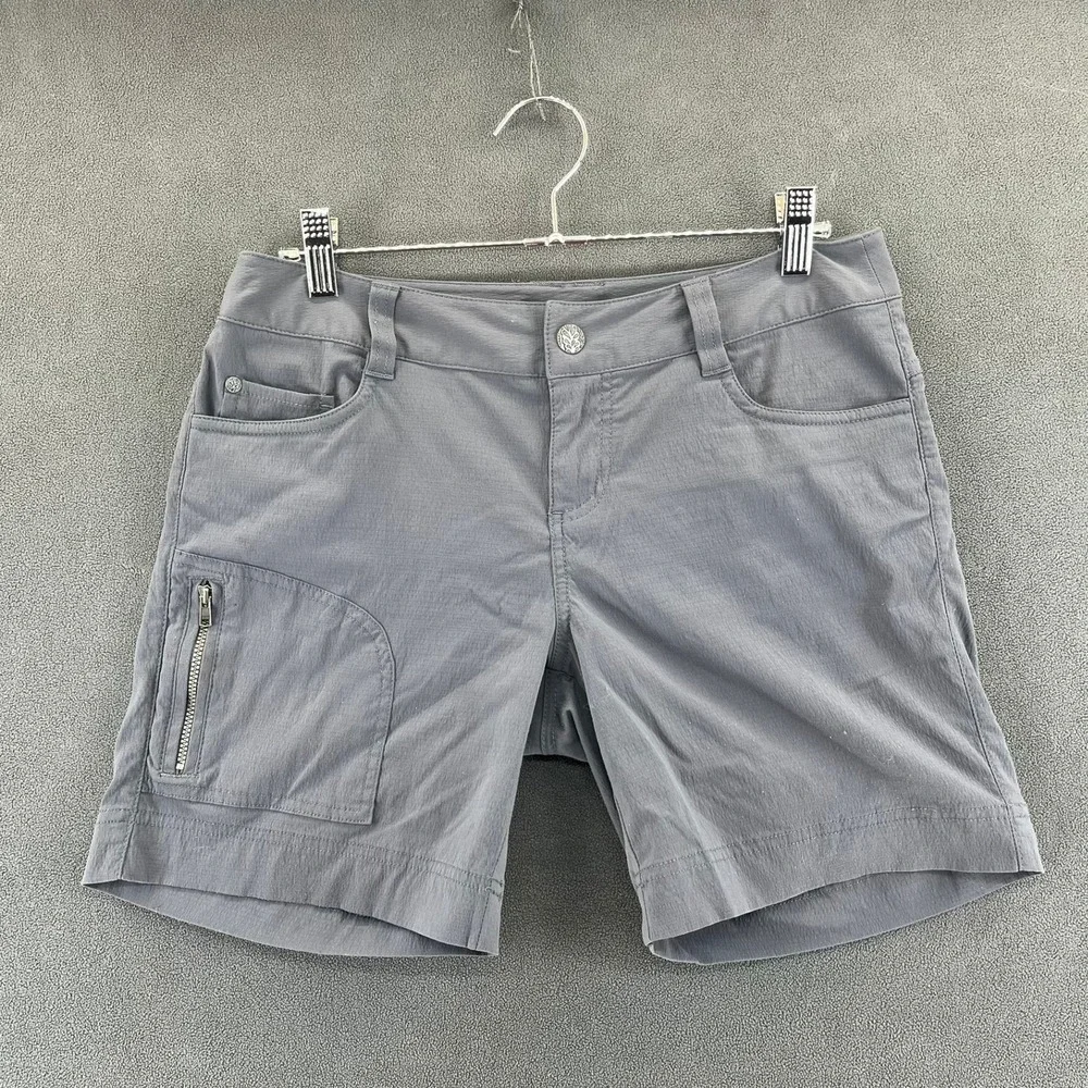 Prana Zion Shorts Womens 4 Gray Hiking Cargo Ripstop Stretch Outdoor Casual